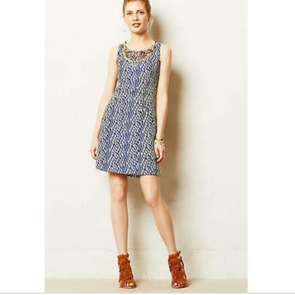 Anthropologie Mulberry Road beaded Jacquard Dress Size 6 New With Tags